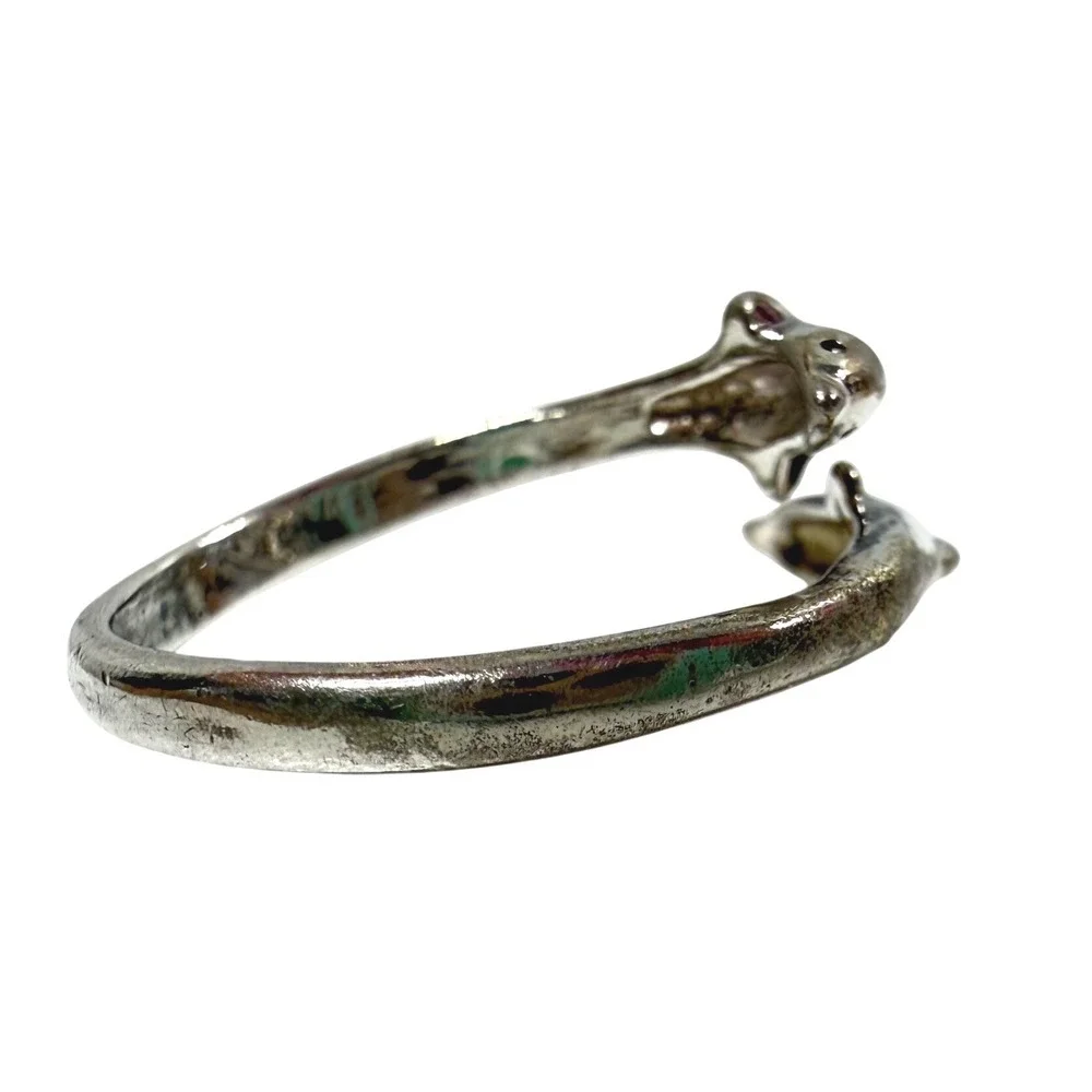 Vintage Sterling Silver 925 Double Dolphin Wrap Ring Size 5 Nautical 90s 00s Y2K